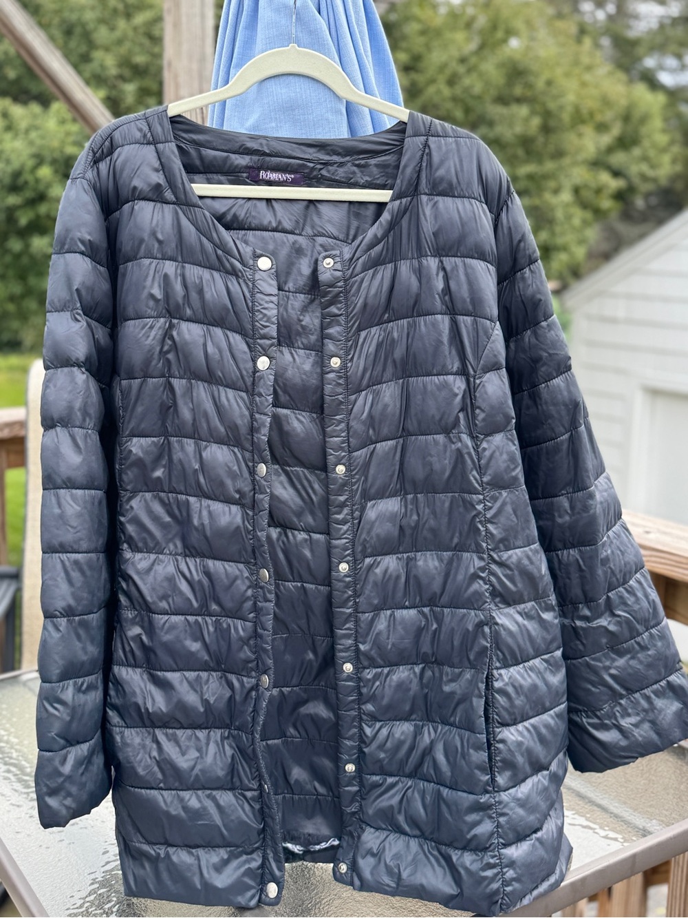 Roaman's Navy Quilted Snap-Front Puffer Coat